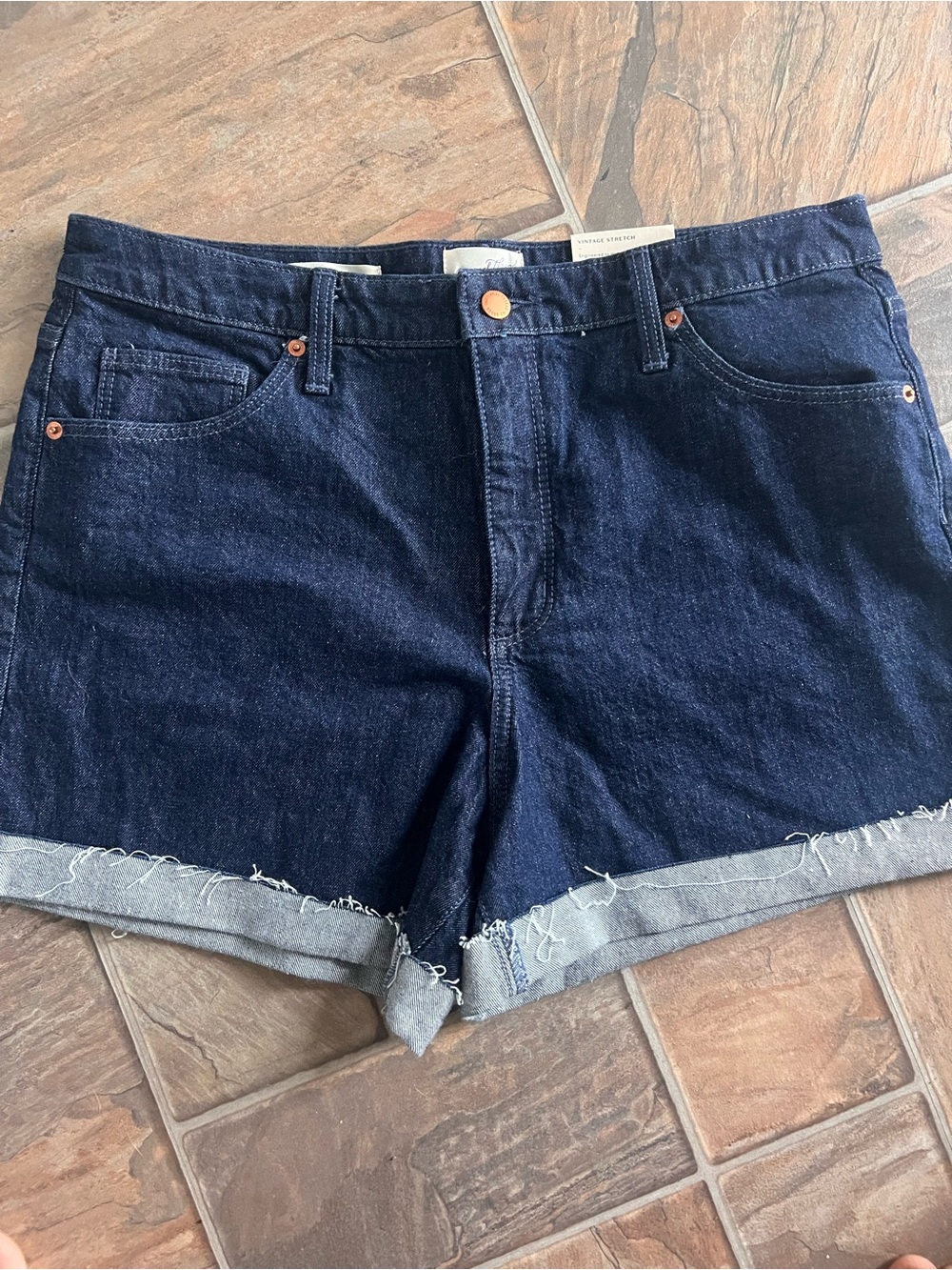 Dark Indigo Denim Cutoff Shorts - Women